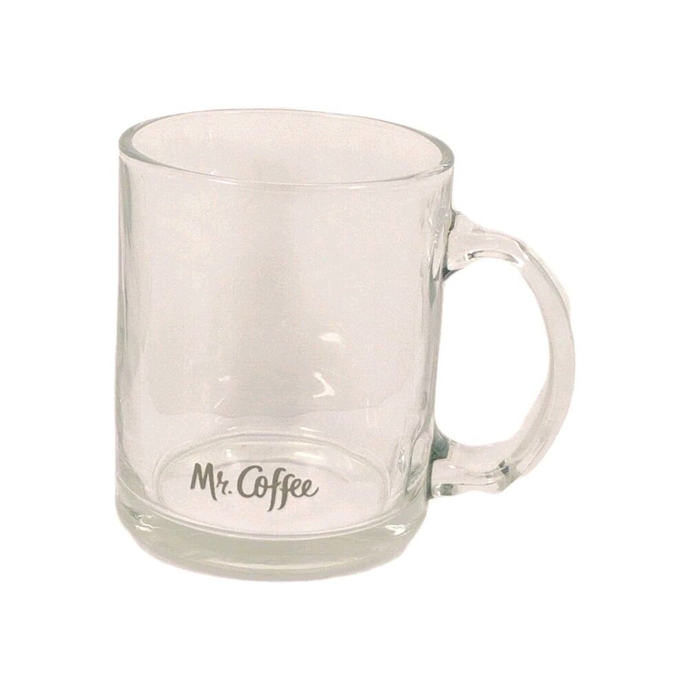 Vintage MR. COFFEE clear glass D handle  Promo Mug
